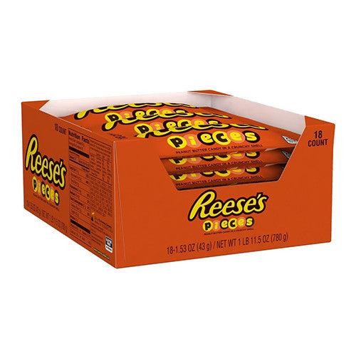 Reeses Pieces Peanut Butter Candy In A Crunchy Shell, 1.53 Oz, 18 Pack